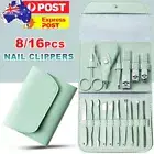 8/16PCS Manicure Set Pedicure Kit Stainless Steel Nail Grooming Clippers Tools