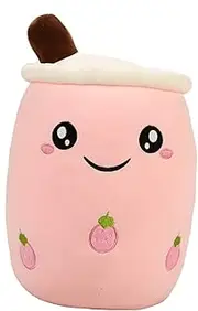QUMIIRITY Milky Tea Pillow Adorable Cotton Stuffed Strawberry Bubble Tea Design for Pacification and Home Decoration Safe