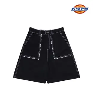 Dickies女款黑色Dickies100週年織帶設計褲管反摺短褲|DK010240BLK