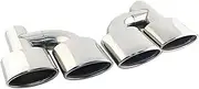 1 Pair Interface 63mm Dual Exhaust Tip Stainless Steel Slant Oval Rolled Auto Muffler Tail Tip Compatible For W211 W204 C63 With Logo