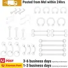 3PCS Clear Lip Stud Ring Piercing Retainer Ear Tongue Belly Bioflex Jewellery