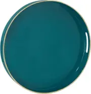 MAONAME 13" Round Tray, Teal Serving Trays with Handles, 13", Green