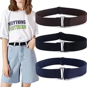 [JOYEONDEF] No Show Women's Stretch Belt Invisible Belt Elastic Stretch Waist Belt with Flat Buckle