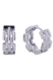 Do Everything in Love 14K Gold/White Gold Dipped Maillon Huggie Hoop Earrings