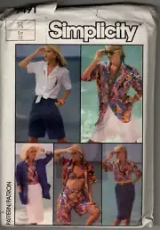 Skirt, Shorts, Bra Top, Shirt and Unlined Jacket Sewing Pattern Simplicity 7491
