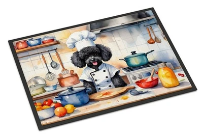 Black Poodle The Chef Doormat Front Door Mat Indoor Outdoor Rugs for Entryway,
