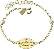 [Minoplata] Mi Primera Comunión Bracelet Silver Plated Gold Plated with Beads Mediano Sterling Silver No Gemstone, Mediano, Sterling Silver, No Gemstone