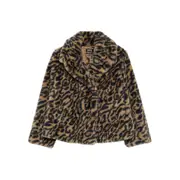 [A.p.c.] A. p.c. Leopard-print Double-breasted Jacket 34 FR BROWN/BLACK