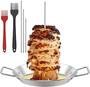 Al Pastor Skewer for Grill 304 Stainless Steel Vertical Skewer for Grill with 8/10/12inch Roasting Sticks and Brush Reusable BBQ Vertical Meat Skewer Vertical Roasting Pans for Picnic Kebabs