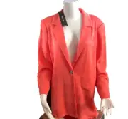 $448 Misook Tailored Fit Wrinkle Resistant Knit Blazer, Orange, Large