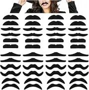 Fake Mustaches Halloween Fake Mustache Funny Fake Beard Whisker Mustache Party Supplies, Self Adhesive Mustaches for Masquerade Party Performance Fun, Birthday, Fiesta, Games, Home, Black