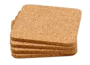 4x Square Cork Look Coasters Holder Cup Mats Pad Drinks Table Glasses Coffee