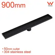 Matt Black 900mm Tile Insert Floor Drain Linear Shower Grate 50mm Waste Outlet