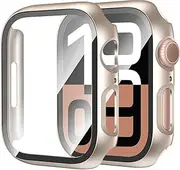 HAANILKYI [2 Pack for Apple Watch Series 10 46mm Case Screen Protector, Ultra-Thin Tempered Glass Full Coverage Hard PC Protective Cover for iWatch 10 46mm