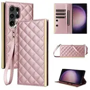 Phone Case For Samsung Galaxy S24 S23 S22 S21 S20 Ultra Plus FE S10 S9 Plus S25 Ultra Wallet Case with Lanyard with Wrist Strap Kickstand Geometric Pattern TPU
