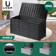 Livsip Outdoor Storage Box Garden Container Deck Tool Toy Chest Lockable 290L