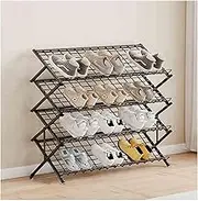 HOFUNTRE Metal Shoe Storage，Shoe Organizer，Stackable Shoe Shelves，Foldable, Multifunctional, No Installation Required, Ready to Use, Pressure-Resistant and Load-Bearing(4layer,58cm/22.8in)