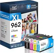 YATUNINK 962XL Ink Cartridges Combo Pack Compatible for HP 962 Ink Cartridges Works with HP Officejet Pro 9015/9015e 9025/9025e 9020/9020e 9018/9018e 9010/9010e OfficeJet 9012/9012e (BK C M Y)