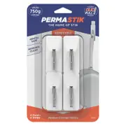 Permastik Medium White Kitchen Hooks - 4 Pack