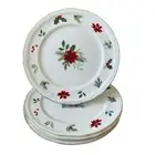 Grace Teaware Christmas Poinsettia Dinner Plates 10.25in Set 4 Holly Berry New