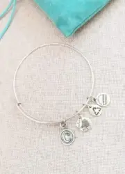 Alex and Ani Initial Letter "C" Charm Adjustable Shiny Silver Bracelet NWOTAG.