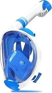Kids Full Face Snorkel Mask Anti-Fog and Anti-Leak Snorkel Set Scuba Mask Enhanced 180 Panoramic View (Blue Kids)