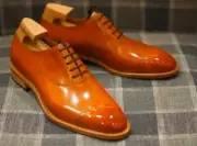 Men Customize Handmade Real Ten Leather lace up Oxford To Cap Shoe For Men Party