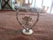 NWOT tags solid pewter Spoontiques Heart with angel on a swing AWESOME