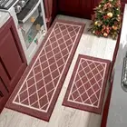 -Non-Slip-Kitchen-Mats-for-Floor [2PCS] Red Kitchen Rugs Machine Washable Kit...