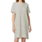 NEW BUFFALO DAVID BITTON Cotton Rich Yarn Dye Striped Short Sleeve Dress Small