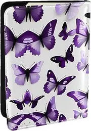 [JEJEA] White Purple Butterflies Print Travel Organizer Credit Cards Case Passport BookPassport Holder Cover Wallet forTraveling,, Black, One Size
