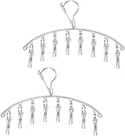 Sock Dryer, 2 Pieces Rotary Airer Stainless Steel Clothes Airer Windproof Socks Drying Rack Drop Hanger with 16 Clips for Socks Underwear Towel Lingerie