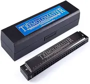 24 Holes Harmonica S Lish C Tone Black Mouth Organ Harp for Professional Player Beginner Students Adults Black