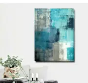 Gray Blue Abstract Stretched Canvas Print A328