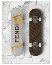 Empire Art Direct Fendi Wheels Frameless Free Floating Tempered Glass Panel Graphic Wall Art