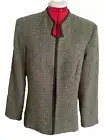NWT Positive Attitude Brown Tweed Open Jacket Mandarin Collar Shoulder Pads 12
