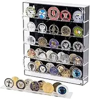 Acrylic Coin Case Challenge Badges Display Stand 45 Military Medals Shadow Boxes