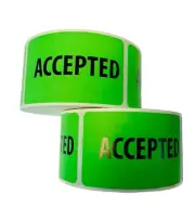 500 Accepted QC Green Inventory Control Warehouse Label Stickers 1.5" x 2.5"