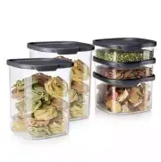Tupperware Ultra Clear Square 5 Piece Dry Food Storage Container Set NEW