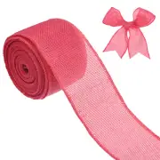 Burlap Ribbon, 2.5" x 10 Yards Burlap Wired Edge Ribbon [Rose Red]