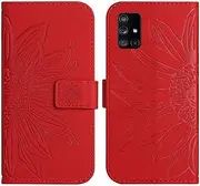 Compatible with Samsung Galaxy A71 4G Cover,Compatible with Samsung Galaxy A71 4G Flip Kickstand Card Slots Magnetic Closure Phone Case Red