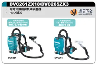 MAKITA 牧田 DVC261ZX18 充電式背負吸塵器 DVC261 36V 充電 電動 吸塵器 背負吸塵器 附集塵袋 集塵管工具 18V+18V 空機 【璟元五金】