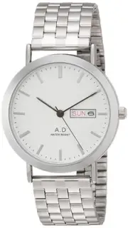 [Arias] Analog Amalfidia Watch Waterproof Day of the Week Date Metal Band White