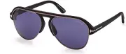 NWT Tom Ford MARSHALL FT 0929 02V Matte Black W. Dark Ruthenium / Blue 58MM