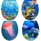 For Bathroom Decor Set of 4 Marine Life Turtles Stickers for Toilet and Wall