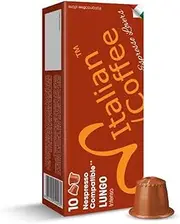 [Delicitaly] Pure Italian Food Italian Coffee pods compatible with Nespresso Original machines, Italian Expresso capsules (100 Lungo regular pods, 100 Count (Pack of 1))