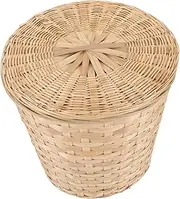 WATIIFUFU Weaving Bamboo Basket Lid Bin Versatile Draining Basket for Room