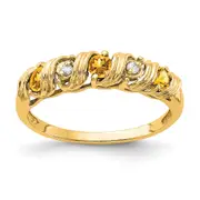 14k Yellow Gold 2.75mm Citrine AAA Diamond ring