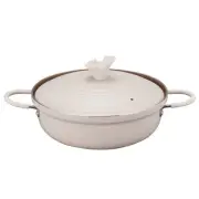 evercook two-handed pot 24cm IH compatible ivory with lid non-stick seasonal pot