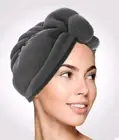 Scala Microfiber Hair Towel Wrap Rectangle Twist for Women (2 Pack) - Gray